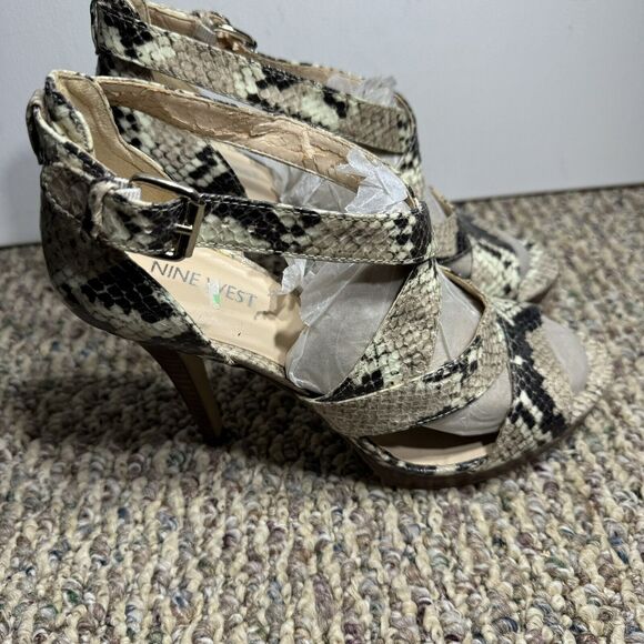 Nine West Womens’s Snakeskin Strappy Platform Sandal Heels Size 10 - Picture 2 of 12